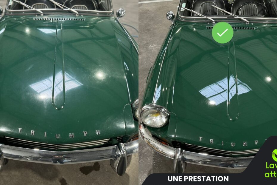 Triumph Spitfire - avant et après polissage - detailing